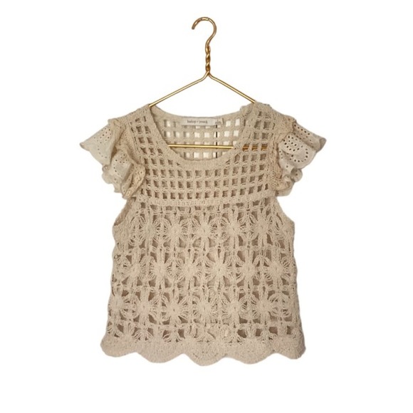 Anthro Bishop + Young Crochet Boho Crop Top - S - Picture 4 of 7